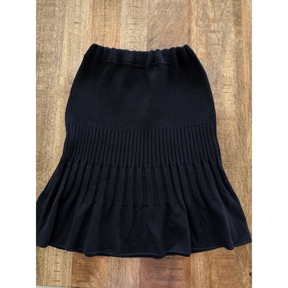 Vintage St John Marie Gray Black Knit Pull On Flare Skirt USA Size 2